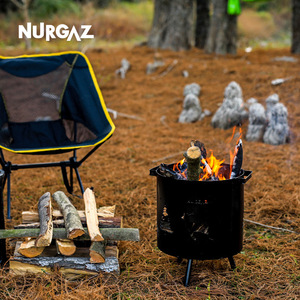Poêle à bois portable NURGAZ pour le camping en plein air, seau à feu en fonte, petite taille, noir, pour la cuisson au feu de camp - Product Image 3