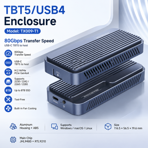 Boîtier Thunderbolt 5/USB4 pour SSD M.2 NVMe, 80 Gbit/s PCIe Gen4, ventilateur intelligent, sans outil, boîtier en aluminium, capacité maximale de 8 To - Product Image 2