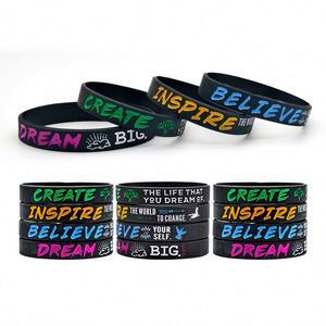 Inspirational Silicone <b>Bracelet</b> Create Inspire Believe Dream Motivational Quotes Rubber Wrist Strap Event Party Rubber <b>Bracelet</b> - Product Image 6