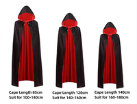Cape d'Halloween noire et rouge avec cape de mascarade réversible pour adulte