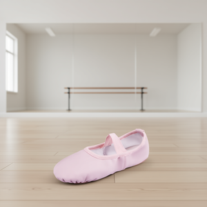 รองเท้าบัลเลต์นุ่มสำหรับเด็กผู้หญิง หน้าผ้า PU พื้นรองเท้าหนังแท้ รองเท้าเต้นแบบแบน มีสินค้าในสต็อก - Product Image 2