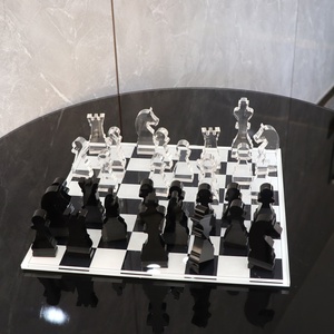 Set di <span class=keywords><strong>scacchi</strong></span> in acrilico di lusso 5mm di spessore Lucite scacchiera gioco da tavolo con Base antiscivolo per la pianificazione di eventi - Product Image 3