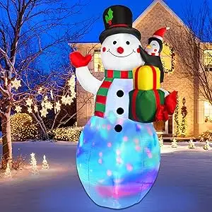 Boneco de neve inflável de Natal 20FT Decorações infláveis para pátio de Natal ao ar livre com luzes LED embutidas Boneco de neve branco