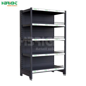 Estante Modular de Alta Luminosidad para Supermercado, de Una o Dos Caras, con Borde Delantero de Retención, para Tiendas de Conveniencia - Product Image 1