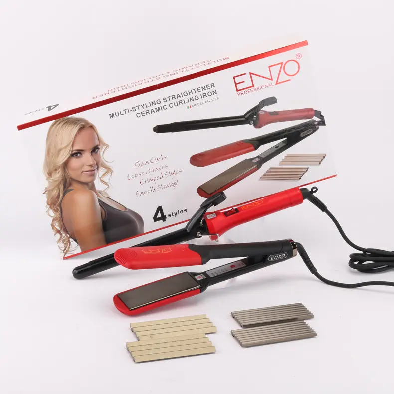 ENZO New Hair Straightener And Curling Iron Heating Ceramic Curling Iron + Hair Straightener Flat Iron+Corn Plate Hair Curler