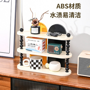 Three Tier <b>Desk</b> Storage Rack Cream Color Standing Type For Kitchenware Coffee Cups Tea Set Organizer Rectangle Shape 3 Floors - Product Image 3