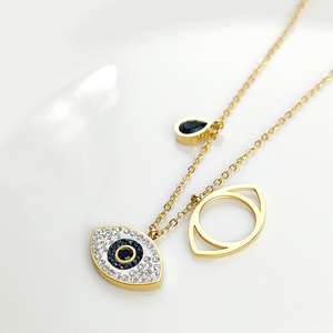 Collier ras du cou en acier inoxydable avec pendentif œil <span class=keywords><strong>maléfique</strong></span> pour femme, vente en gros, <span class=keywords><strong>2022</strong></span> - Product Image 3