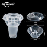 Gobelet jetable en plastique 2-en-1 pour collation, boisson, thé au lait, fondue, avec couvercle-bol pour plateaux à fondue et coupes à pop-corn