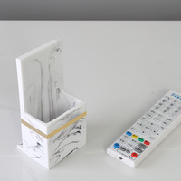 Organizador de Control Remoto de Poliresina con Logotipo Personalizado, Diseño de Mármol, Caja de Almacenamiento para Mesa, Marca Privada, Fábrica OEM