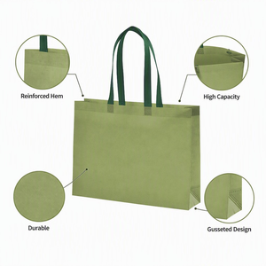 Sac fourre-tout non tissé vert Richer, réutilisable, avec longues poignées, impression par sublimation de logo personnalisé, impression numérique pour les entreprises et la vente au détail - Product Image 2