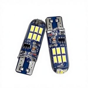 Lampe de dôme LED modifiée 12V Jaune pour voitures T10 4014 15SMD Silicone Haute Luminosité Large Indicateur Plaque d'immatriculation Éclairage Intérieur - Product Image 2