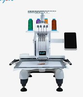 Machine à broder informatisée à tête unique 4 aiguilles, avec écran tactile et plateau de travail plat, pour vêtements, chapeaux et textiles, avec support de fils colorés