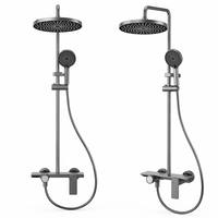 Ensemble de mitigeur de douche mural en aluminium gris canon 3012A de qualité supérieure avec commande à bouton rotatif 3 fonctions et douche pluie pour salle de bain d'hôtel de luxe