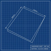 Papier abrasif 230x280mm pour le débavurage des surfaces métalliques, carbure de silicium noir, élimination de la rouille