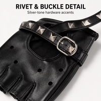 Gants demi-doigt pour femmes et filles, en Faux cuir, avec Rivets Punk, gants sans doigts, Costume de Performance