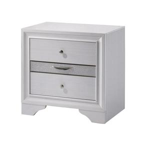 White Nightstand With Nickel Knobs Hidden <b>Drawer</b> Bedside Table - Product Image 5
