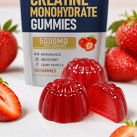 Créatine Monohydrate OEM en Poudre Instantanée 5000mg Sans Sucre Végétalienne Saveur Fraise pour l'Endurance, la Récupération et la Masse Musculaire Maigre des Adultes