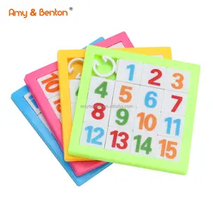 15 rompecabezas deslizante de plástico con números de diapositivas, juego IQ, herramienta de aprendizaje educativo, juguetes de recuerdo de fiesta, rompecabezas deslizante - Product Image 1