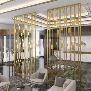 EX1045 Modern Laser Cut Foldable Stainless Steel Partition <b>Wall</b> Divider Gold Finish Bespoke Multi-Functional Room Partition - Product Image 3