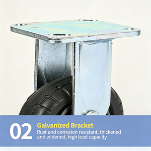 <b>Rubber</b> Caster Wheel 4 Inch Flat Type Ball Bearing No Brake 95×65 mm Base Plate Galvanized Bracket Durable for Warehousing - Product Image 3