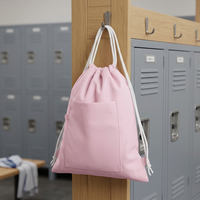 Sac à dos à cordon en polyester personnalisé avec logo, sac cosmétique étanche, pochette de rangement de voyage avec poche extérieure pour la gym
