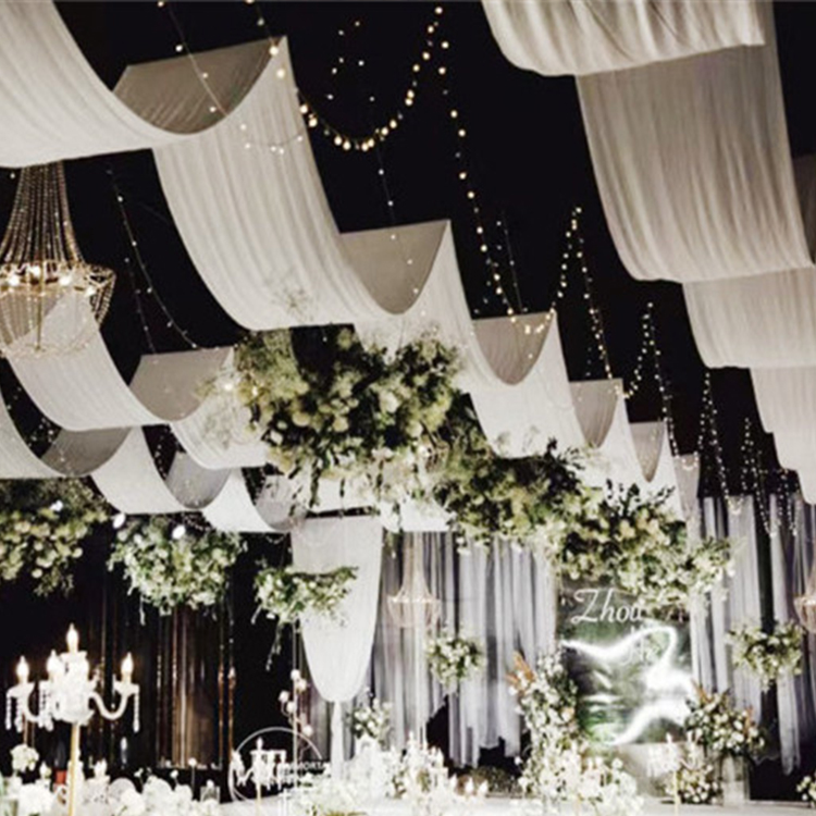 Wedding Backdrop Waved Fabric Ceiling Curtain Drape For Party Hall Wedding Tent Roof Decoration