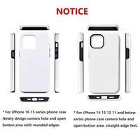 2 en 1 Tough 3D Film Coated Blank White Sublimation Phone Case pour iPhone 16 Promax