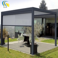 Pergola de jardin extérieure moderne de luxe avec toit à lamelles automatique en aluminium thermolaqué pour grand balcon et décorations de jardin