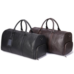 Herren Echtleder Vintage Reißverschluss-Tasche mit Verstellbarem Riemen für Reisen, Schwarz, Schuhfach, Fitness, Crossbody, Wasserdicht - Product Image 2