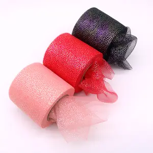 Hot selling DIY Korean version of magic hot silver dot mesh roll rainbow dot mesh yarn bow accessories ribbon