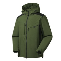 Chaqueta de invierno impermeable Softshell bordada con logotipo personalizado para hombre, soporte de tela vaquera, cierre de cremallera para deportes al aire libre, Safari
