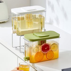 4L Water Filter Dispenser Cold Kettle Juice Water Pitcher Beverage Filter Drink Container for <b>Refrigerator</b> with Metal Rack - Product Image 1