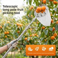 Telescopische fruitplukharken met hoge reikwijdte, 304 roestvrijstalen mes, ABS-handvat (zwart/zilver/oranje) voor lychees en loquat