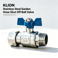 Klion RTS Lot de 2 Robinets à Boisseau Sphérique à Passage Plein pour Tuyau d'Arrosage en Acier Inoxydable 304 SS304 316, Rotation 360° °   Régulateur de débit rotatif GHT résistant à la rouille et au gel