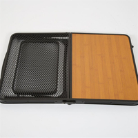 Table de barbecue pliable multifonctionnelle portable et durable avec un design moderne en maille métallique et imitation bois pour le parc, le barbecue, le pique-nique, le camping