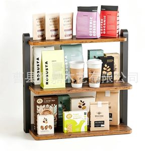 Wooden And Wrought Iron 3 Tier Storage Rack For <b>Kitchen</b> Countertop Condiment Organizer With Lid Airtight Multipurpose - Product Image 5
