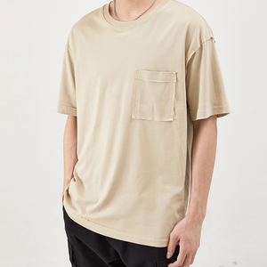Camisetas de Algodón Suave para Hombre con Bolsillo, Personalizadas con el Logotipo de su Marca, Diseño de Cuello Redondo, Camiseta con Bolsillo en el Pecho - Product Image 3