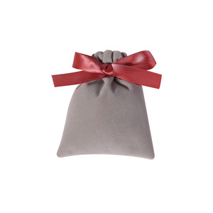 Velvet <b>Drawstring</b> Bag Jewelry Storage Pouch 15x20cm Gray With Ribbon Gift Packaging For <b>Bracelets</b> And Beaded Jewelry - Product Image 4