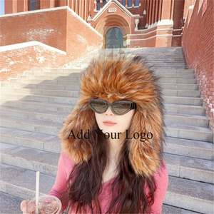 Hot Sale Cotton Winter <strong>Aviator</strong> Plush Hats Thick Princess Ear Warm Hats Skin Fur Earflat Bucket Hat - Product Image 3