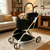 Poussette pour animaux de compagnie personnalisée, pliable, 4 roues, toutes saisons, imperméable, antidérapante, aspect luxueux, portable pour les voyages