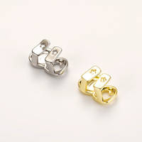 Grillz dentaire Hip Hop double, en forme de cœur creux, surface texturée, plaqué or et argent, en cuivre, unisexe, bijou dentaire pour rappeur