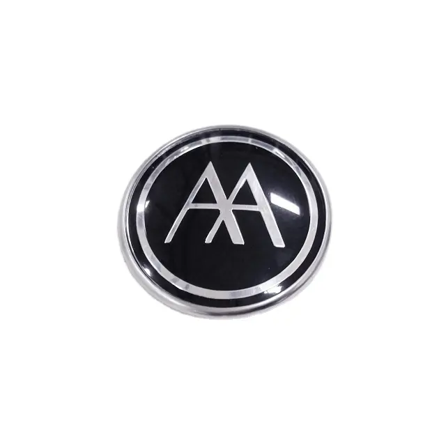 Emblema de carro de metal redondo cromado adesivo de luxo personalizado de fábrica, emblemas de grade de carro para adesivo de carroceria