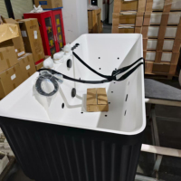 Baignoire autoportante en pierre artificielle avec surface à motif marbré, baignoire de massage spa, plusieurs couleurs