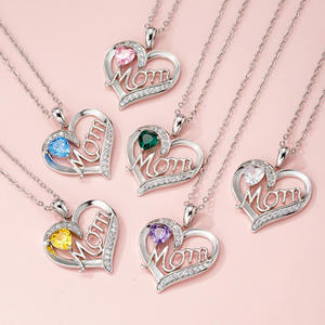 Nouveau collier de lettres simples collier <span class=keywords><strong>en</strong></span> forme de coeur MAMAN collier de fête des mères femme envoyer des bijoux cadeau de maman - Product Image 1