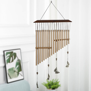 Ornement de jardin extérieur écologique, carillon éolien en bois et en aluminium en forme de papillon - Product Image 1