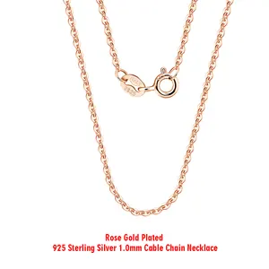 RINNTIN SC Sterling Silver Gold Cuban Link Chain Necklaces For Women Men Cadena De Plata 925 Fine Jewelry