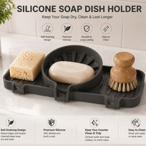 Support de rangement auto-drainant en silicone pour éponge, boîte de drainage multifonctionnelle pour évier de cuisine, organisateur de brosses à vaisselle - Product Image 3