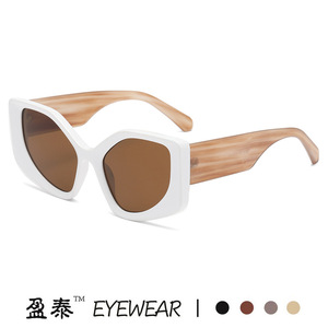 แว่นตาทรงเหลี่ยมลายไม้ทรงแคทอาย ป้องกันรังสียูวี 400 แฟชั่นสำหรับทุกเพศ - Product Image 2