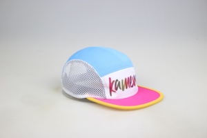 Casquette de course unisexe HouDa personnalisable à 5 panneaux, à bord souple, avec boucle de ceinture tissée, légère, en polyester/coton, réglable, séchage rapide - Product Image 4