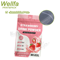 Sachet d'emballage en aluminium personnalisé avec logo pour poudre de boisson à la fraise, 1 kg, sacs en plastique haute barrière, pochette à fond plat pour poudre de boisson